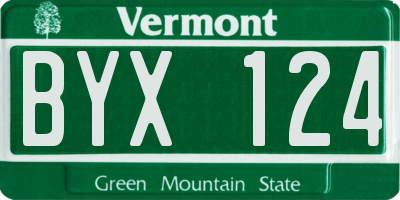 VT license plate BYX124