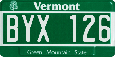 VT license plate BYX126