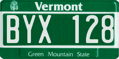 VT license plate BYX128