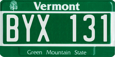 VT license plate BYX131