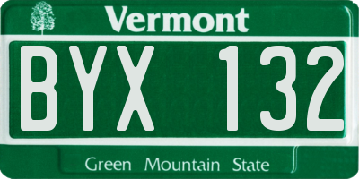 VT license plate BYX132