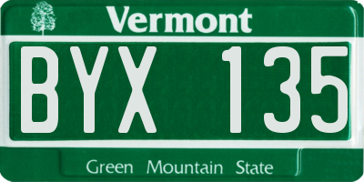 VT license plate BYX135