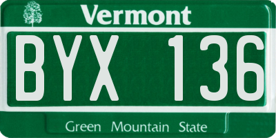 VT license plate BYX136