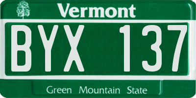 VT license plate BYX137