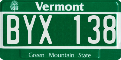 VT license plate BYX138