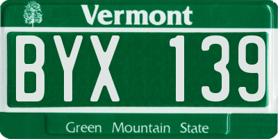 VT license plate BYX139