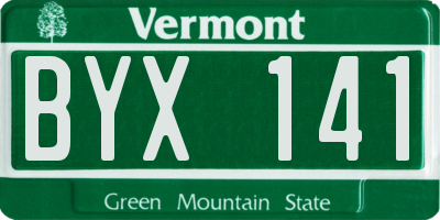 VT license plate BYX141