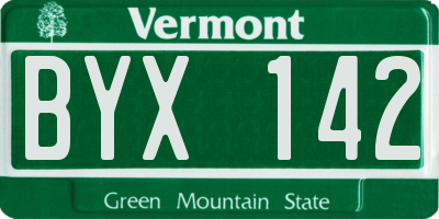 VT license plate BYX142