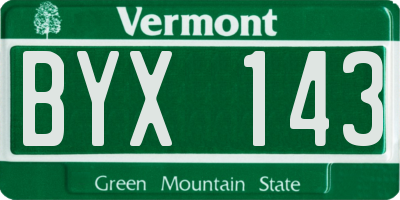 VT license plate BYX143