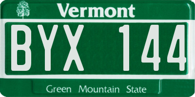 VT license plate BYX144