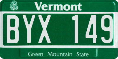 VT license plate BYX149