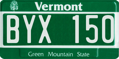 VT license plate BYX150