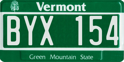 VT license plate BYX154