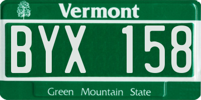 VT license plate BYX158