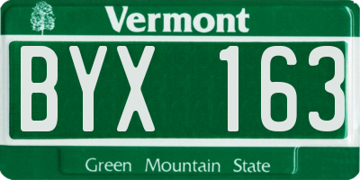 VT license plate BYX163