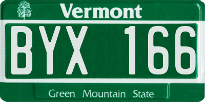 VT license plate BYX166