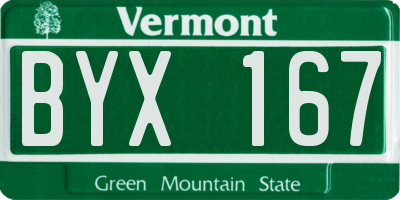 VT license plate BYX167