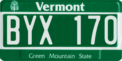 VT license plate BYX170