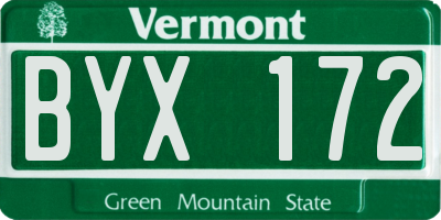 VT license plate BYX172