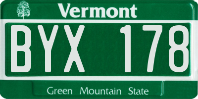 VT license plate BYX178