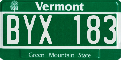 VT license plate BYX183
