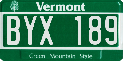 VT license plate BYX189