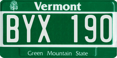 VT license plate BYX190
