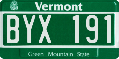 VT license plate BYX191