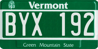 VT license plate BYX192