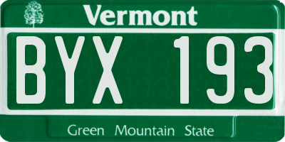 VT license plate BYX193