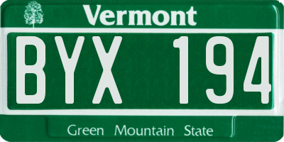 VT license plate BYX194