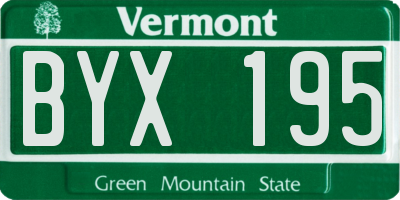 VT license plate BYX195