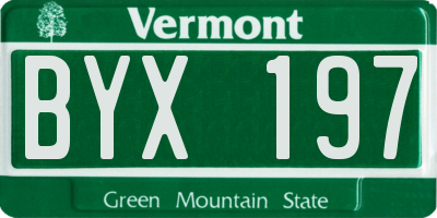 VT license plate BYX197