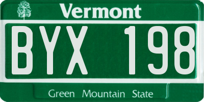 VT license plate BYX198