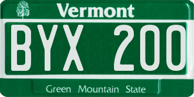 VT license plate BYX200