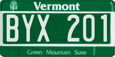 VT license plate BYX201
