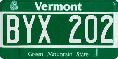 VT license plate BYX202