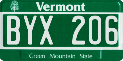 VT license plate BYX206