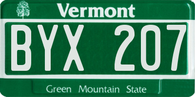 VT license plate BYX207