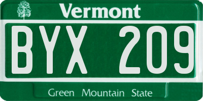 VT license plate BYX209