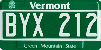 VT license plate BYX212