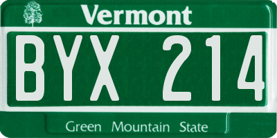 VT license plate BYX214