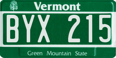 VT license plate BYX215
