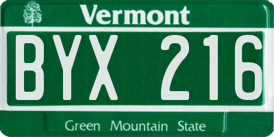 VT license plate BYX216