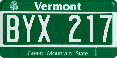 VT license plate BYX217