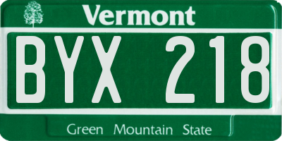 VT license plate BYX218
