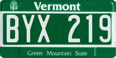 VT license plate BYX219