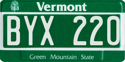 VT license plate BYX220