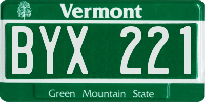 VT license plate BYX221