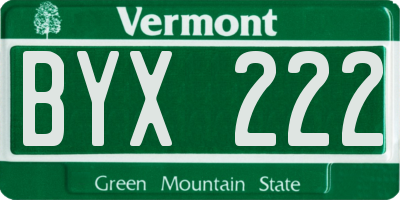 VT license plate BYX222